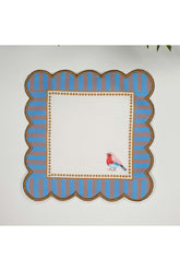 Decorative Blue Edge Bird Patterned Embroidered Edge Fabric Cocktail Napkin 1 Piece